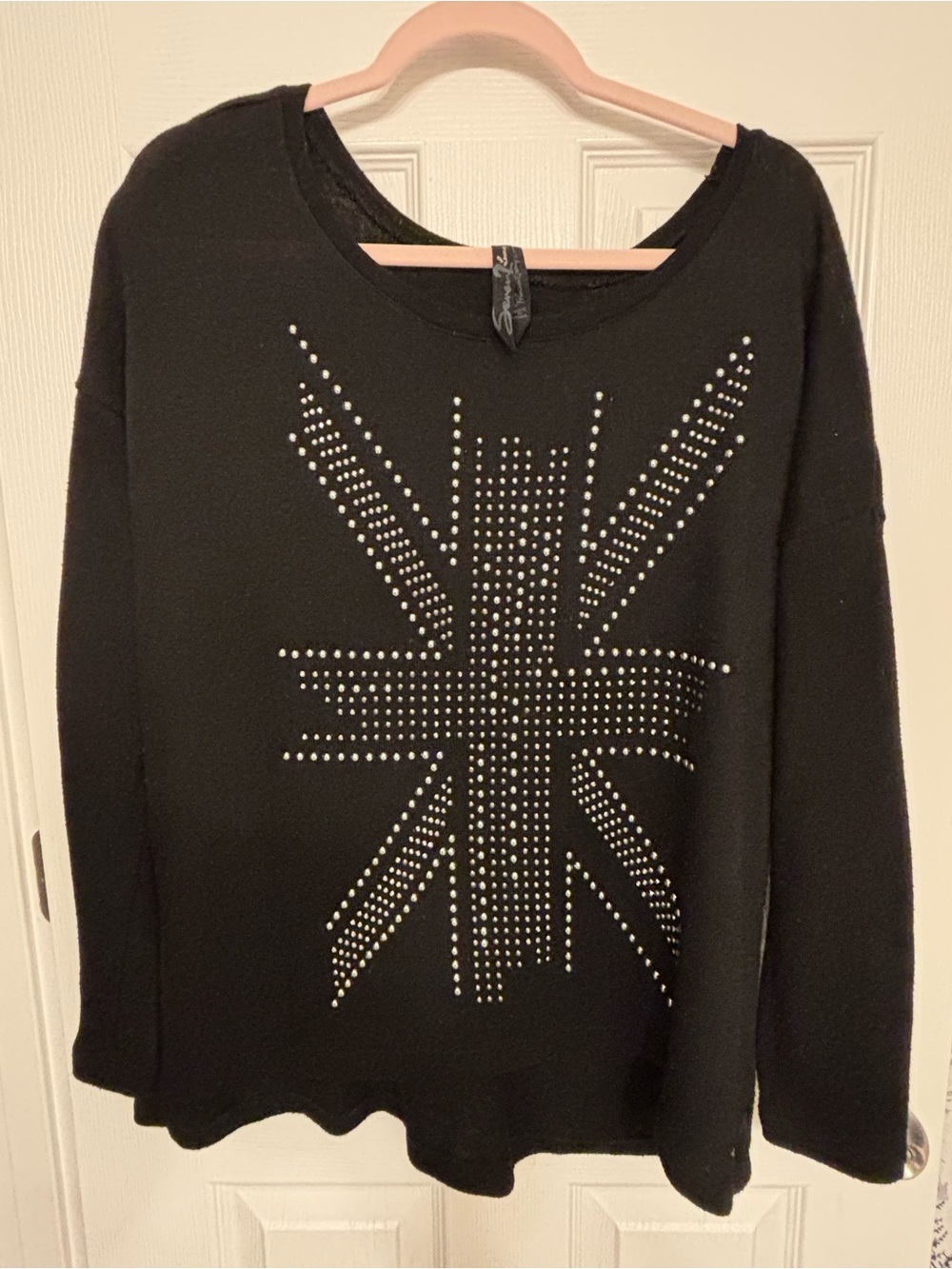 Seven7 Jeans Y2K studded Union Jack sweater